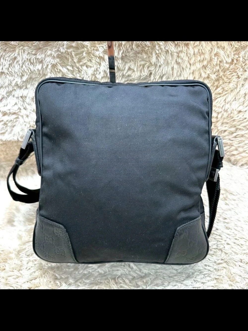 Gucci Black Nylon and Leather Messenger Bag